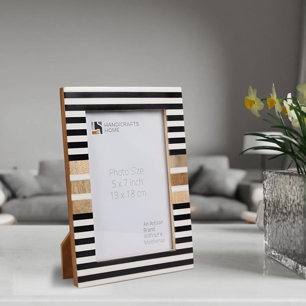 Striped Resin Inlay Wood Picture Frame