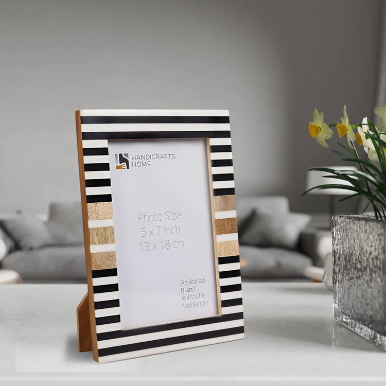 Striped Resin Inlay Wood Picture Frame