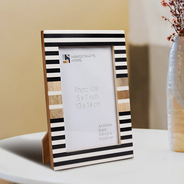 Striped Resin Inlay Wood Picture Frame