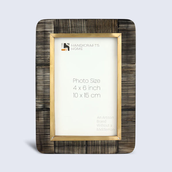 Horn Inlay Brass Picture Frame