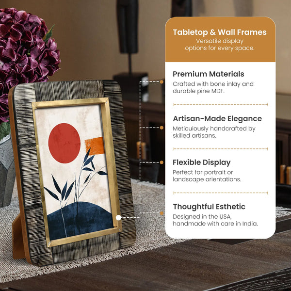 Horn Inlay Brass Picture Frame