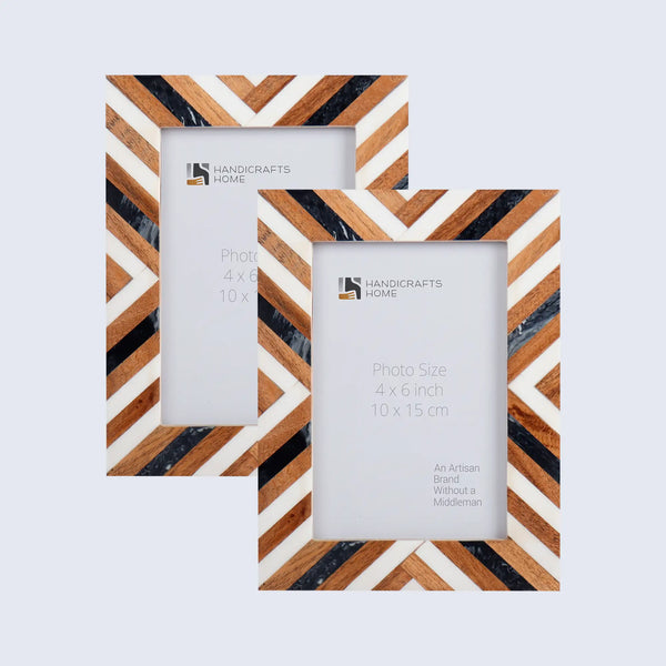 Chevron Resin Inlay Picture Frame Set