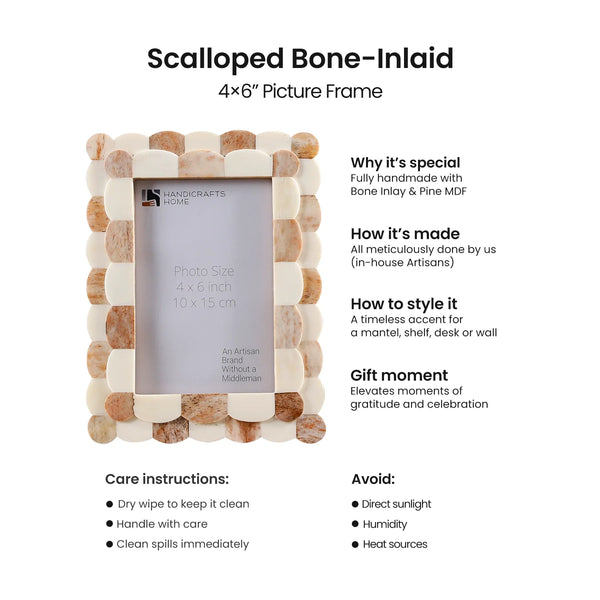 Scalloped Bone Inlay Picture Frame