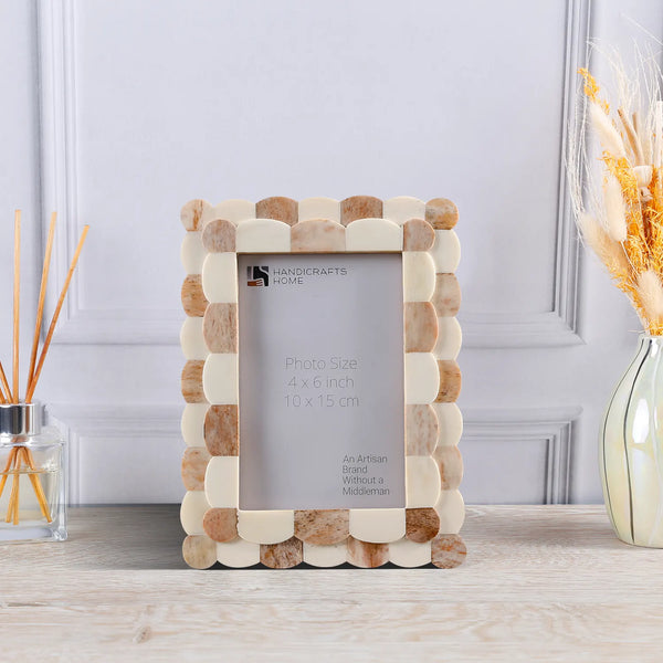 Scalloped Bone Inlay Picture Frame