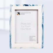 White Blue Resin Inlay Picture Frame