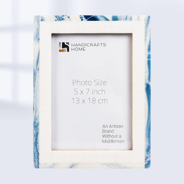 White Blue Resin Inlay Picture Frame