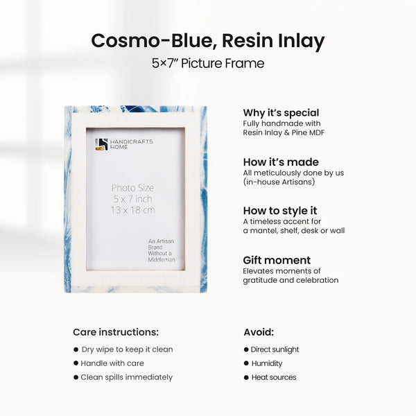 White Blue Resin Inlay Picture Frame