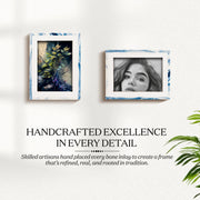 White Blue Resin Inlay Picture Frame