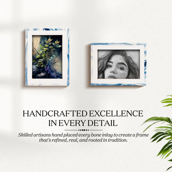 White Blue Resin Inlay Picture Frame