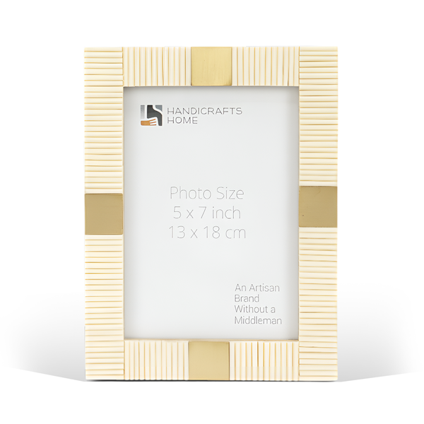Bone Inlay Brass Accent Picture Frame