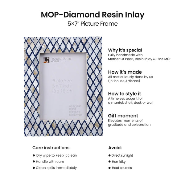 Diamond Inlay Mother-of-Pearl Picture Frame