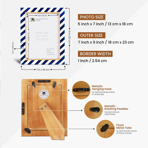 Striped Resin Brass Inlay Picture Frame