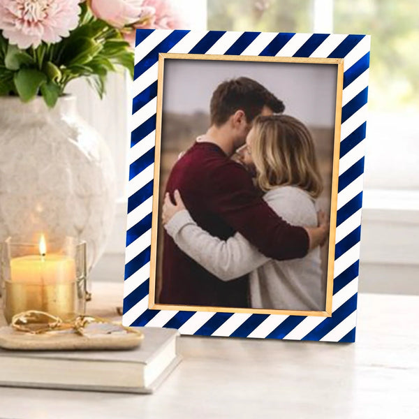 Striped Resin Brass Inlay Picture Frame