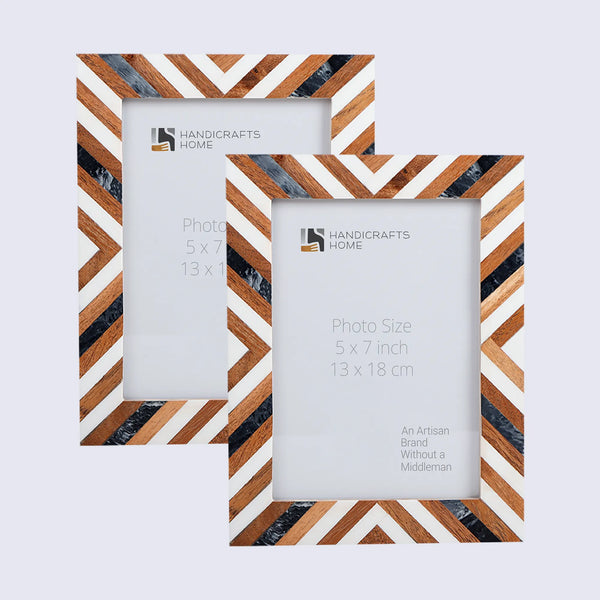 Chevron Resin Inlay Picture Frame Set