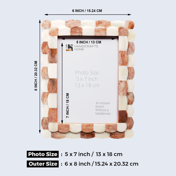 Scalloped Bone Inlay Picture Frame Set