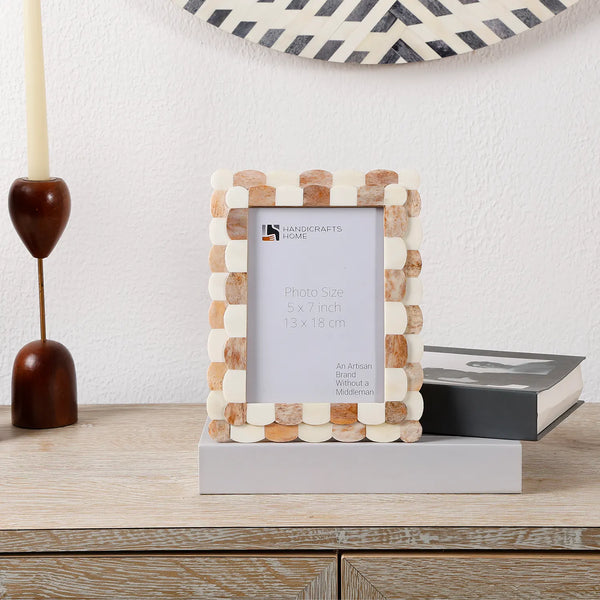Scalloped Bone Inlay Picture Frame