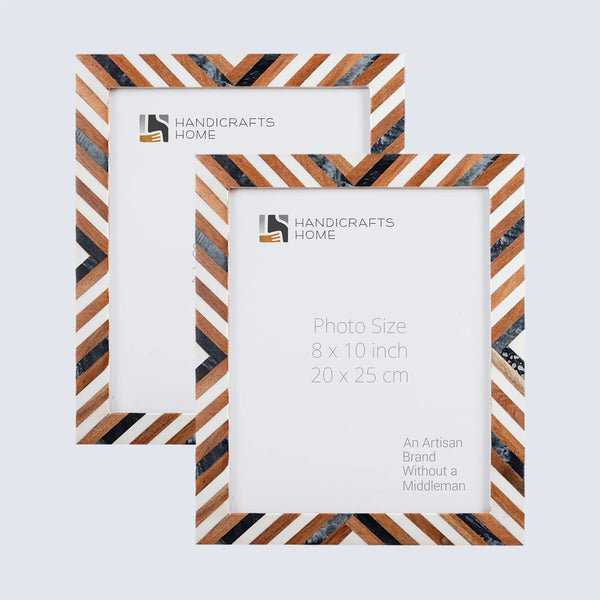 Chevron Resin Inlay Picture Frame Set