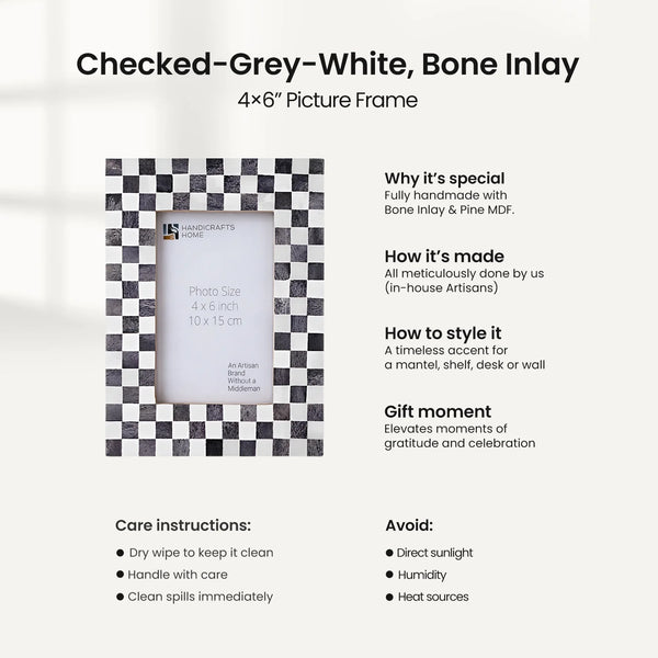 Checkered Bone Inlay Picture Frame