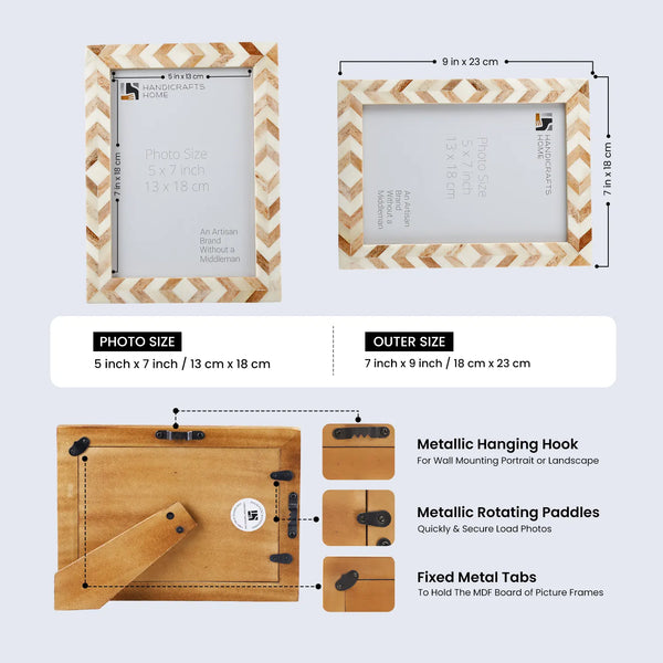 Chevron Bone Inlay Picture Frame