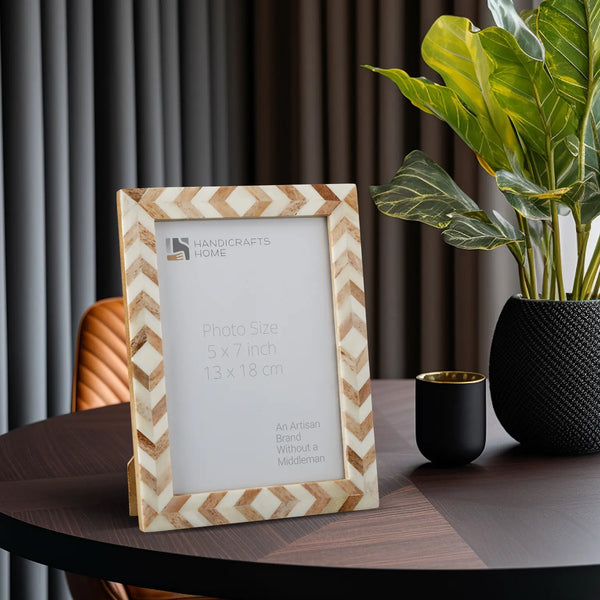 Chevron Bone Inlay Picture Frame