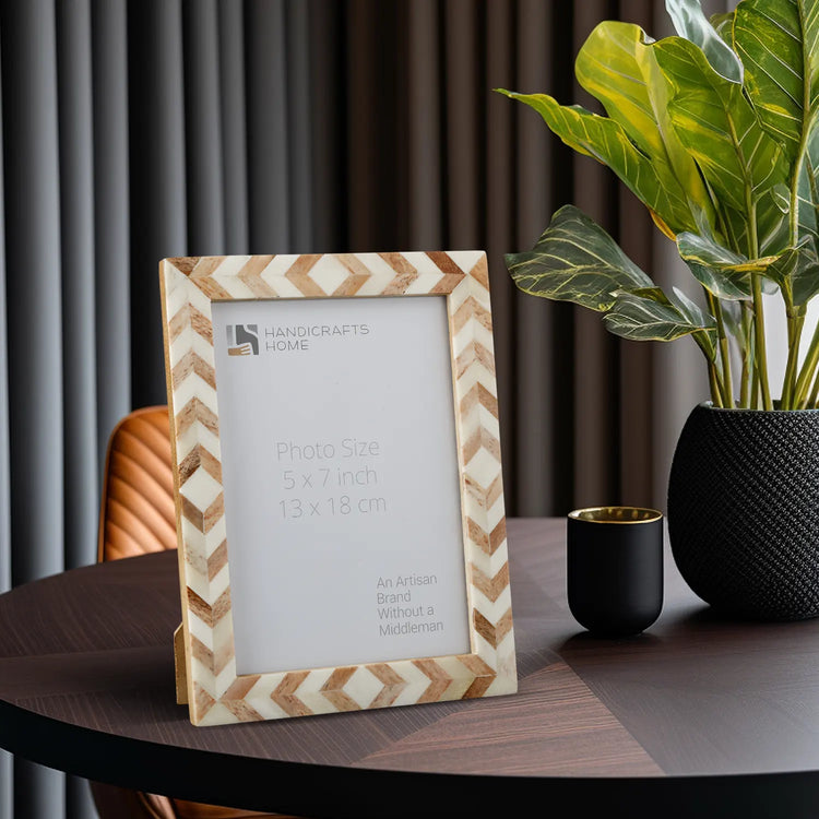 Chevron Bone Inlay Picture Frame