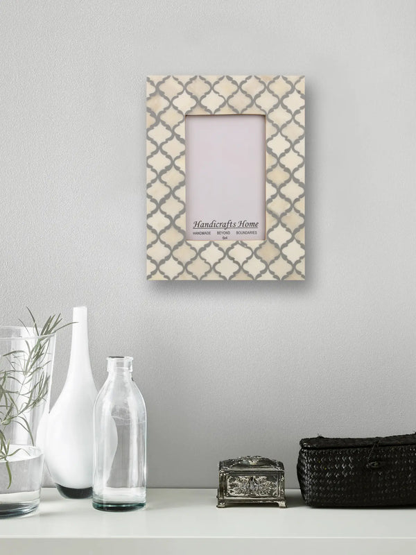 Moroccan Quatrefoil Bone Inlay Picture Frame