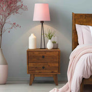 Two-Drawer Solid Wood Nightstand — back and side profile detail