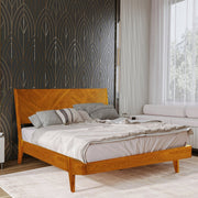 Herringbone Wood Platform Bed Frame — packaging and unboxing view