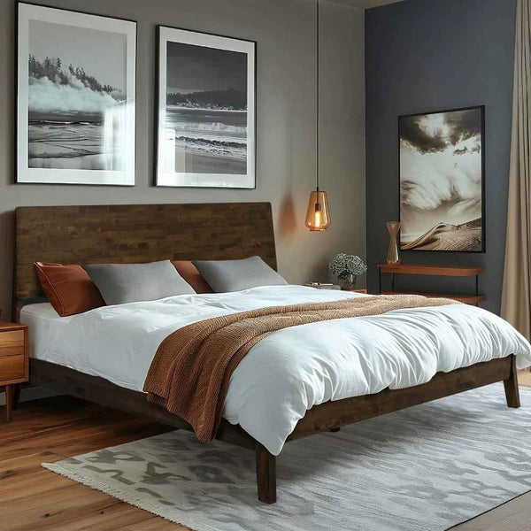 Close-up of slatted wood construction and grain detail — Solid Wood Platform Bed Frame