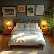 Parquet-Headboard Solid Wood Bed Frame — packaging and unboxing view