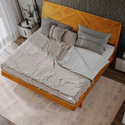 Herringbone Wood Platform Bed Frame — back and side profile detail