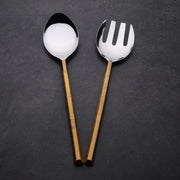 Gold-Finish Stainless Steel Salad Serving Set, Set of 2