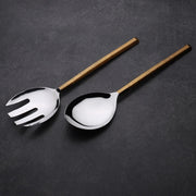 Gold-Finish Stainless Steel Salad Serving Set, Set of 2