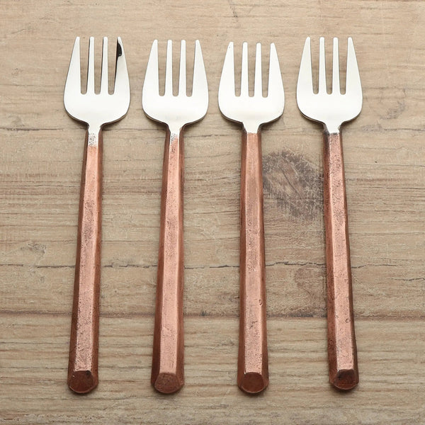 Copper-Handle Stainless Pastry Fork Set