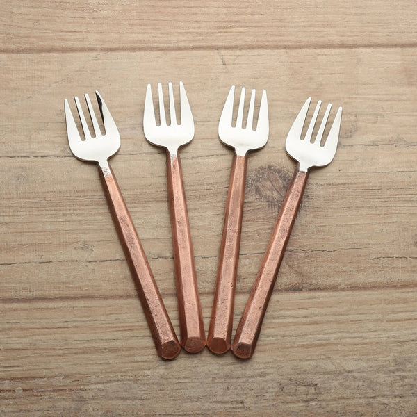 Copper-Handle Stainless Pastry Fork Set