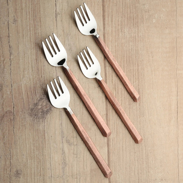 Copper-Handle Stainless Pastry Fork Set