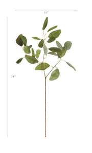 Matte Faux Eucalyptus Botanical Stem — back and side profile detail