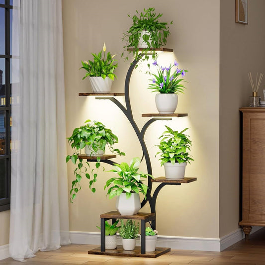 Tiered Metal Plant Stand Grow Lights