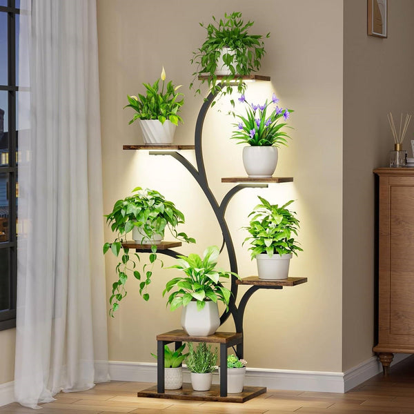Tiered Metal Plant Stand Grow Lights