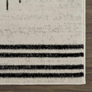 Abstract Stripe Black Cream Area Rug
