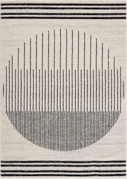 Abstract Stripe Black Cream Area Rug