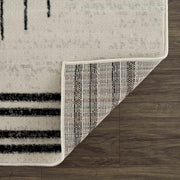Abstract Stripe Black Cream Area Rug