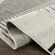 Abstract Stripe Black Cream Area Rug