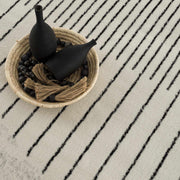 Abstract Stripe Black Cream Area Rug