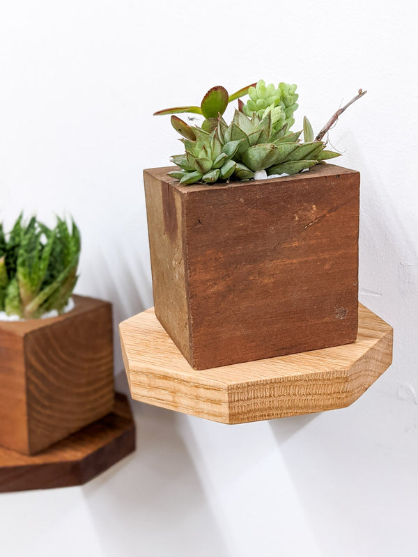 Geometric Wood Floating Shelf Set