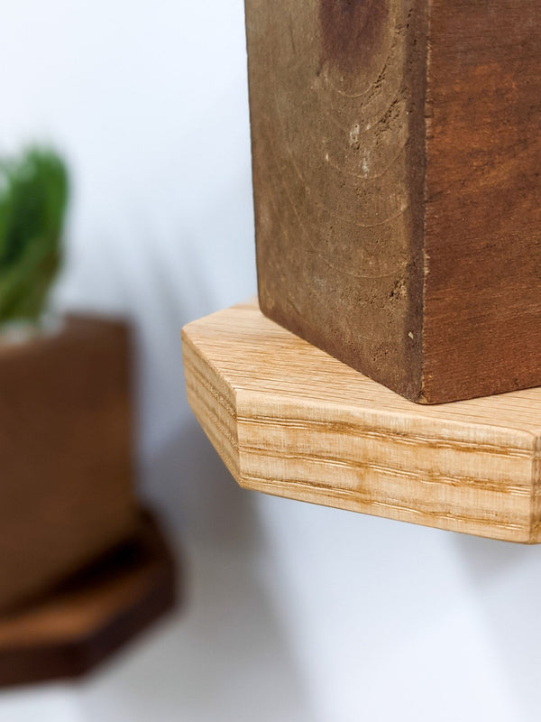 Octagon Floating Wood Display Shelf