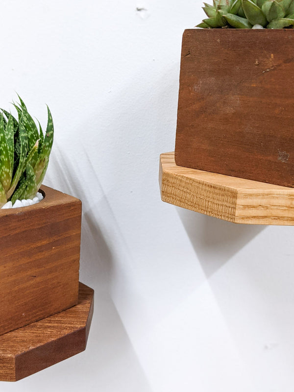 Octagon Floating Wood Display Shelf