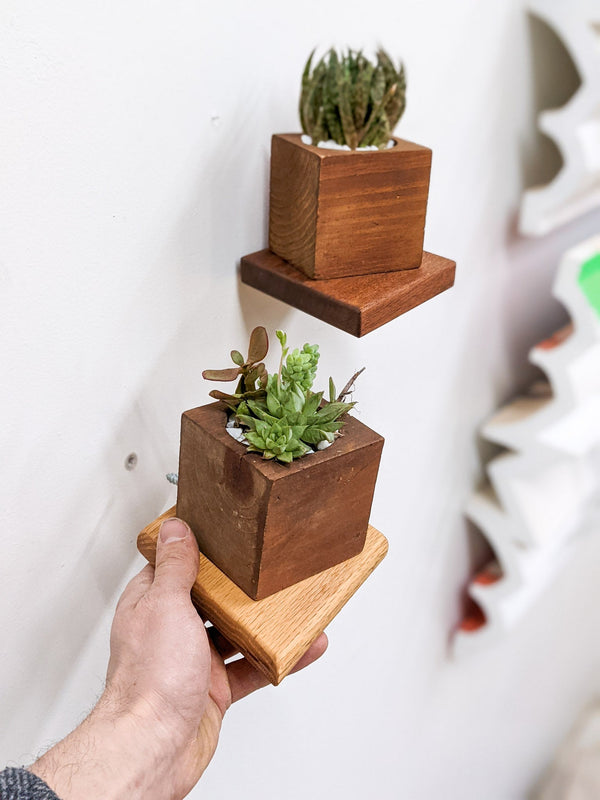 Geometric Hardwood Rhombus Wall Shelf