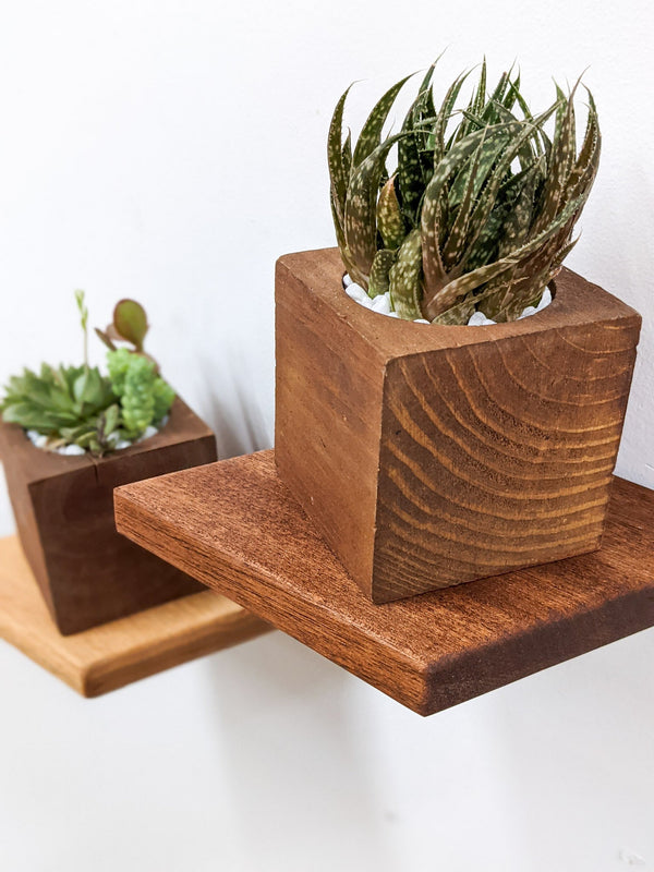 Geometric Hardwood Rhombus Wall Shelf