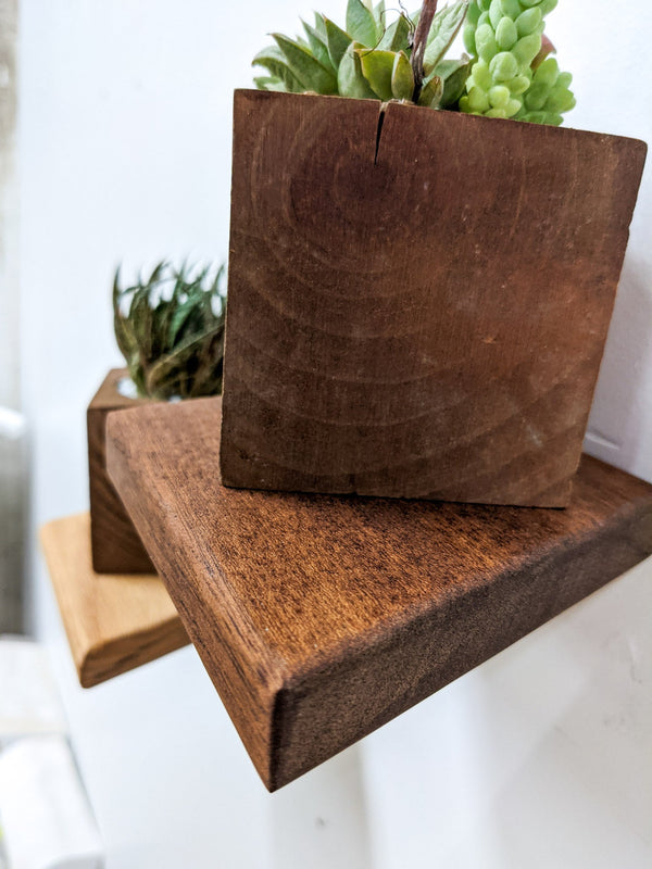 Geometric Hardwood Rhombus Wall Shelf
